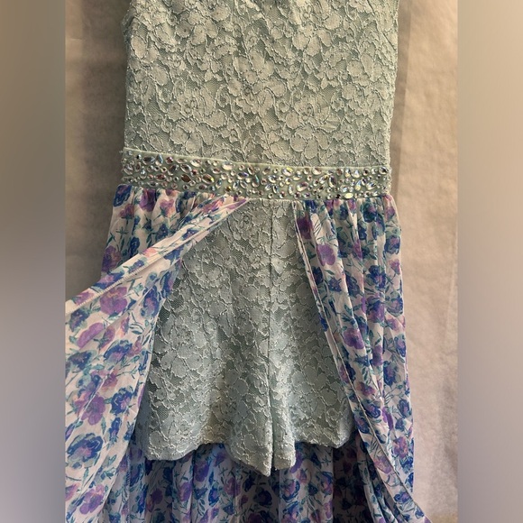 Speechless Glitter lace floral maxi overlay romper skort dress girls Sz-16 AA4 - Picture 4 of 11